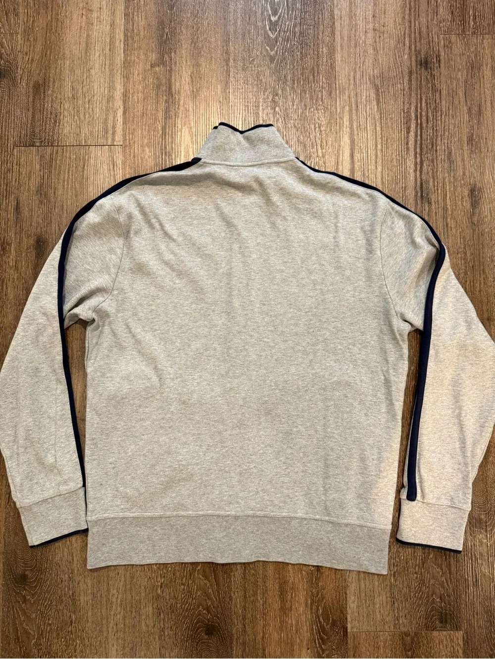 Polo Ralph Lauren Full Zip Track Jacket Gray Navy Trim Men’s M 100% Cotton